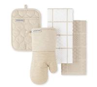 KITCHENAID, Juego de manopla de Horno Acolchada de Tela de Rizo de algodón, Soporte para ollas y Toallas de Cocina, Resistentes al Calor, Agarre de Silicona, 4 Unidades, 40,5 x 66 cm, 18 x 33 cm y 18