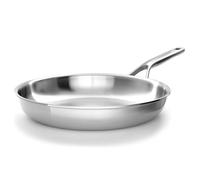 KitchenAid MultiPly - Sartén de acero inoxidable de 3 capas, 28 cm, sin PFAS, triple, multiclada, apta para inducción, apta para horno hasta 220 °C, color plateado