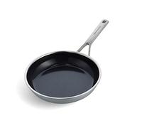 KitchenAid Sartén antiadherente de cerámica antiadherente de 24 cm de acero inoxidable sin PFAS, para inducción, revestimiento múltiple, color plateado