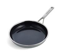 KitchenAid Sartén antiadherente de cerámica antiadherente de 28 cm de acero inoxidable con revestimiento múltiple plateado