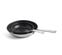 KitchenAid Stainless Steel Juego de Sartenes Cerámicas Antiadherentes de Acero Inoxidable sin PFAS de 20 y 28 cm, aptas para inducción, horno y lavavajillas, Plateadas