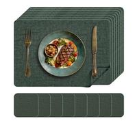 KitchenBoss Manteles Individuales Lavables Salvamanteles Individuales y Posavasos: Juego de 8 Mantel Individual de Doble Cara, Resistentes al Calor Antideslizante 43X30cm,Verde