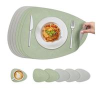 KitchenBoss Salvamanteles Individuales Manteles, Mantel Individual y Posavasos para Cocinas, Mesas de Comedor y Oficinas, Verde + Gris, 40x30cm, 6 Set