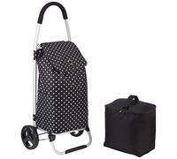 KitchenCraft Carro de la Compra, Carro Plegable, Estampado Lunares, 45 x 33 x 100 cm