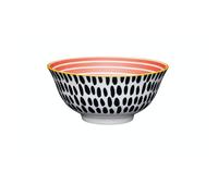 KitchenCraft ECMKCBOWL34SET - Juego de cuencos de cerámica con patrón de pincel y rayas, gres.