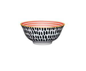 KitchenCraft ECMKCBOWL34SET - Juego de cuencos de cerámica con patrón de pincel y rayas, gres.