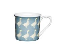 Kitchencraft fina gansos 'estriado Patterned Bird tazas, 300 ml (Juego de 4), Bone China, Azul/Gris, 11,5 x 8,5 x 8 cm