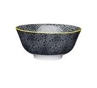 Kitchencraft Footed contemporáneo flower-patterned cuencos, 15,5cm (6") (Set de 4), cerámica, Negro/Blanco, 15,5x 15,5x 7,5cm
