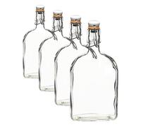 KitchenCraft Home Made Botella de Cristal para Ginebra con Tapón, Vidrio, 500 ml (Paquete de 4)