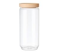 KitchenCraft Idilica Tarro de cristal con tapa de madera de haya, Bote de cristal hermético con tapa de madera para almacenamiento y organización en la cocina, 1ml