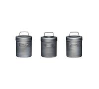 KitchenCraft Industrial Kitchen Botes para Café, Té y Azúcar de Metal Estilo Vintage en Caja de Regalo 3 Unidades