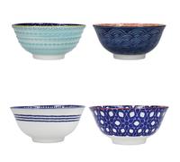 Kitchencraft juego de 4 cuencos de gres esmaltado, tonos rojo y azul,