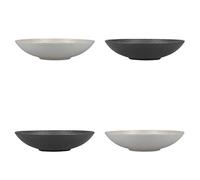 KitchenCraft Juego de 4 Cuencos para Pasta de Gres Esmaltado Sin Plomo y en Relieve Gris / Negro en Caja de Regalo 22cm