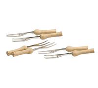 KitchenCraft Juego de 6 Tenedores de Soporte para Mazorcas de Maíz de Madera y Acero Inoxidable, 9,5 cm