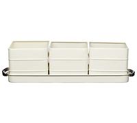 KitchenCraft Living Nostalgia Juego de 3 Macetas Metálicas con Base de 2 asas 39 x 12 x 10 cm Crema