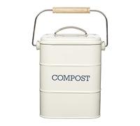 Kitchen Craft Cubo de compost de cocina Living Nostalgia metálico crema antigua 16.5 x 12 x 24 cm