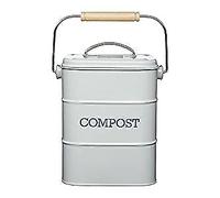 Kitchencraft living nostalgia metal kitchen compost bin, french grey,