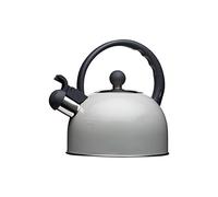 KitchenCraft Living Nostalgia Tetera Vintage con Silbadora, Calentador de Agua para Cocinas de Inducción y Eléctricas; 1.4L, Metálica, 18 x 21.5 x 21 cm - Color Gris Francés