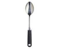 KitchenCraft MasterClass Cuchara de Cocina con Mango Ergonómico y Cabeza de Acero Inoxidable, 33.5 cm - Negro y Plata