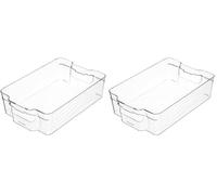 KitchenCraft Medium Fridge-Safe Plastic Kitchen Storage Box, 31.5 x 21 x 9 cm (12.5" x 8.5" x 3.5") - Transparent (Paquete de 2)