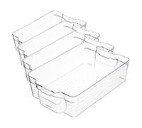 KitchenCraft Medium Fridge-Safe Plastic Kitchen Storage Box, 31.5 x 21 x 9 cm (12.5" x 8.5" x 3.5") - Transparent (Paquete de 4)