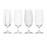 Kitchencraft mikasa set of 4 decorative glass beer glasses, 460 ml - silver effect