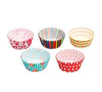 KitchenCraft Sweetly Does It Cupcake Cases, Assorted Brights Floral / Striped Prints, Paper, Multi Colour, 7 cm, Pack of 250