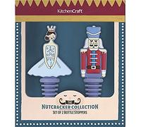 KitchenCraft The Nutcracker Collection Tapones de Botella Navideños, Silicona, Multicolor, Set de 2
