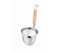 KitchenCraft: World of Flavours - Colador de Acero Inoxidable para Noodles con Asa de Madera de Eucalipto, 14 x 16 x 34 cm