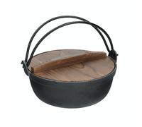 KitchenCraft: World of Flavours - Olla de Hierro Fundido Japonesa para Sukiyaki con Tapa de Madera, Color Negro, 1,5 Litros
