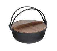 KitchenCraft: World of Flavours - Olla de Hierro Fundido Japonesa para Sukiyaki con Tapa de Madera, Color Negro, 1,5 Litros