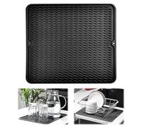KitchenRaku Alfombrilla Escurreplatos de Silicona, Dish Drying Mat Antideslizante, Bandeja Escurreplatos de Cocina, Protector de Encimera (Nero Chiaro, 30x40cm)