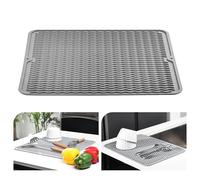 KitchenRaku Alfombrilla Escurreplatos de Silicona (Gris, 30x40cm)