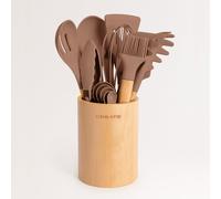 KITCHENWARE STUDIO - Utensilios De Cocina De Silicona Y Madera Moca