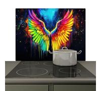 KitchenYeah© Antisalpicaduras Cocina 51x77 cm Protector Salpicaduras Pared Chapa Kitchen Panel Vitrocerámica Accesorios Salpicadero Decoración Colores del Arco Iris - Alas - Mágico