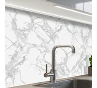 KitchenYeah© Antisalpicaduras Cocina 60x80 cm Adhesivo Salpicadero Protector de Salpicaduras Panel Mármol - Puro - Gris - Vetas