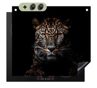 KitchenYeah© Cubre Vitrocerámica - Protector Vitroceramica Placa Induccion 52x60 cm - Antisalpicaduras Cocina, Encimera, Protectora Leopardo - Retrato - Negro - Animal