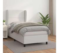 kithwjll Cama con somier con colchón, color blanco, 90 x 200 cm, piel sintética, cama de almacenamiento, cómoda para dormitorio, habitación juvenil, habitación infantil, cama acolchada duradera