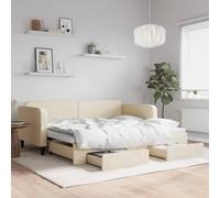kithwjll Cama de día extensible con cajones, color crema, 90 x 200 cm, estructura de cama, cama de invitados con espacio de almacenamiento, para dormitorio, habitación infantil