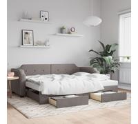 kithwjll Cama de día extensible con cajones, color topo, 100 x 200 cm, estructura de cama de tela, cama de invitados, sofá cama con espacio para dormitorio, habitación infantil