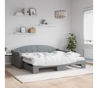 kithwjll Cama de día extensible con colchón en color gris claro 90 x 190 cm, estructura de cama estable, cama de invitados, ideal para dormitorio, habitación infantil y juvenil, ahorra espacio, cómoda