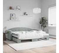 kithwjll Cama de día extensible con colchones en color gris claro de 90 x 190 cm, terciopelo estable, cama para invitados, habitación infantil o juvenil, versátil cama de invitados, cómoda superficie