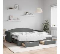 kithwjll Cama de día extensible con espacio de almacenamiento, color gris oscuro, 90 x 200 cm, tela, cama de invitados con cajones, marco de madera y metal, sofá cama para dormitorio, habitación de