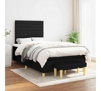 kithwjll Cama tapizada con colchón, color negro, 120 x 200 cm, estructura de cama de tela para cama de matrimonio con cabecero regulable en altura para dormitorio, habitación de invitados y estudio