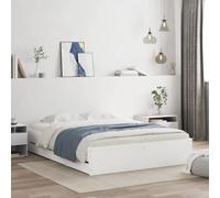 kithwjll Estructura de cama con cajones, color blanco, 140 x 200 cm, de madera estable, con espacio de almacenamiento, para dormitorio y habitación de invitados, incluye somier, diseño moderno