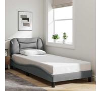 kithwjll Estructura de cama sin colchón Hvar gris claro 90 x 200 cm tela con cabecero ondulado poliéster duradero diseño moderno adecuado para camas individuales, dobles y de invitados, cómodo y