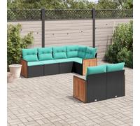 kithwjll Juego de 7 sofás de jardín con cojines para terraza, balcón y muebles de jardín, resistente a la intemperie, polirratán, juego de salón con grupo de asientos, muebles modulares para