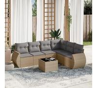 kithwjll Juego de muebles de jardín con cojines para terraza, balcón y exterior, resistente a la intemperie, polirratán, con mesa y cómodos sillones, incluye espacio de almacenamiento y extraíble