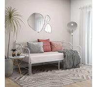 kithwjll Sofá cama nido con estructura de metal blanco 90 x 200 cm sofá cama de invitados con espacio de almacenamiento para dormitorio, habitación infantil o juvenil