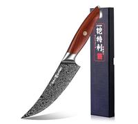 Kitory Cuchillo Deshuesador de 15 cm, Acero Damasco 10Cr15CoMoV de 73 capas, Flexible y Preciso, Mango de Madera de Sándalo Rojo, Construcción Full Tang